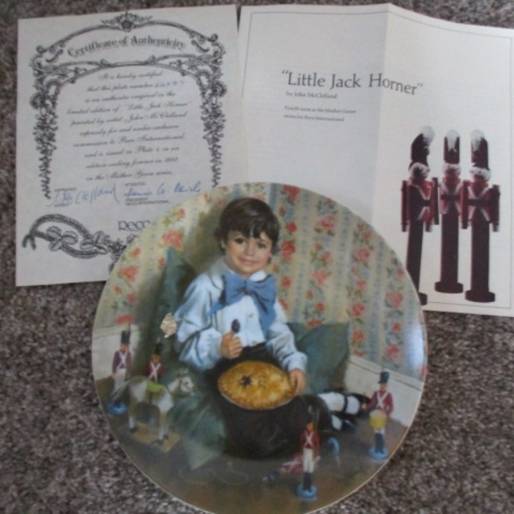 Little Jack Horner Mother Goose 1982 Reco Collectible Plate J. McClelland w/Box